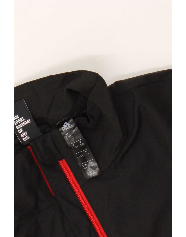 Adidas Boys Graphic Tracksuit Top Jacket 9-10 Years Black Colourblock