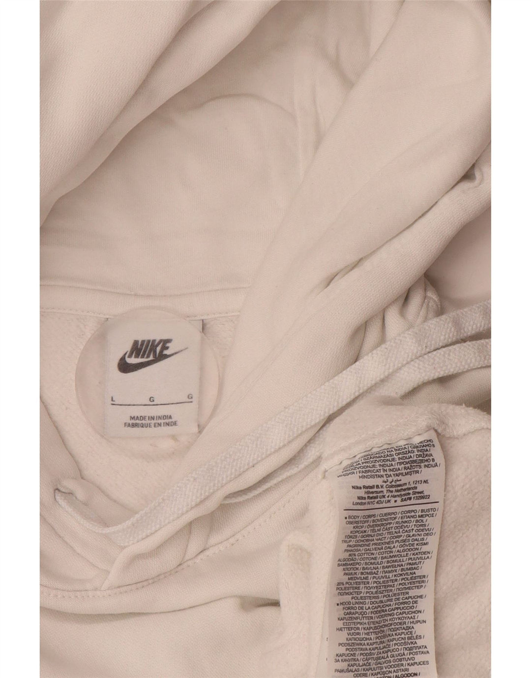 Nike Mens Hoodie Jumper Large White Cotton
