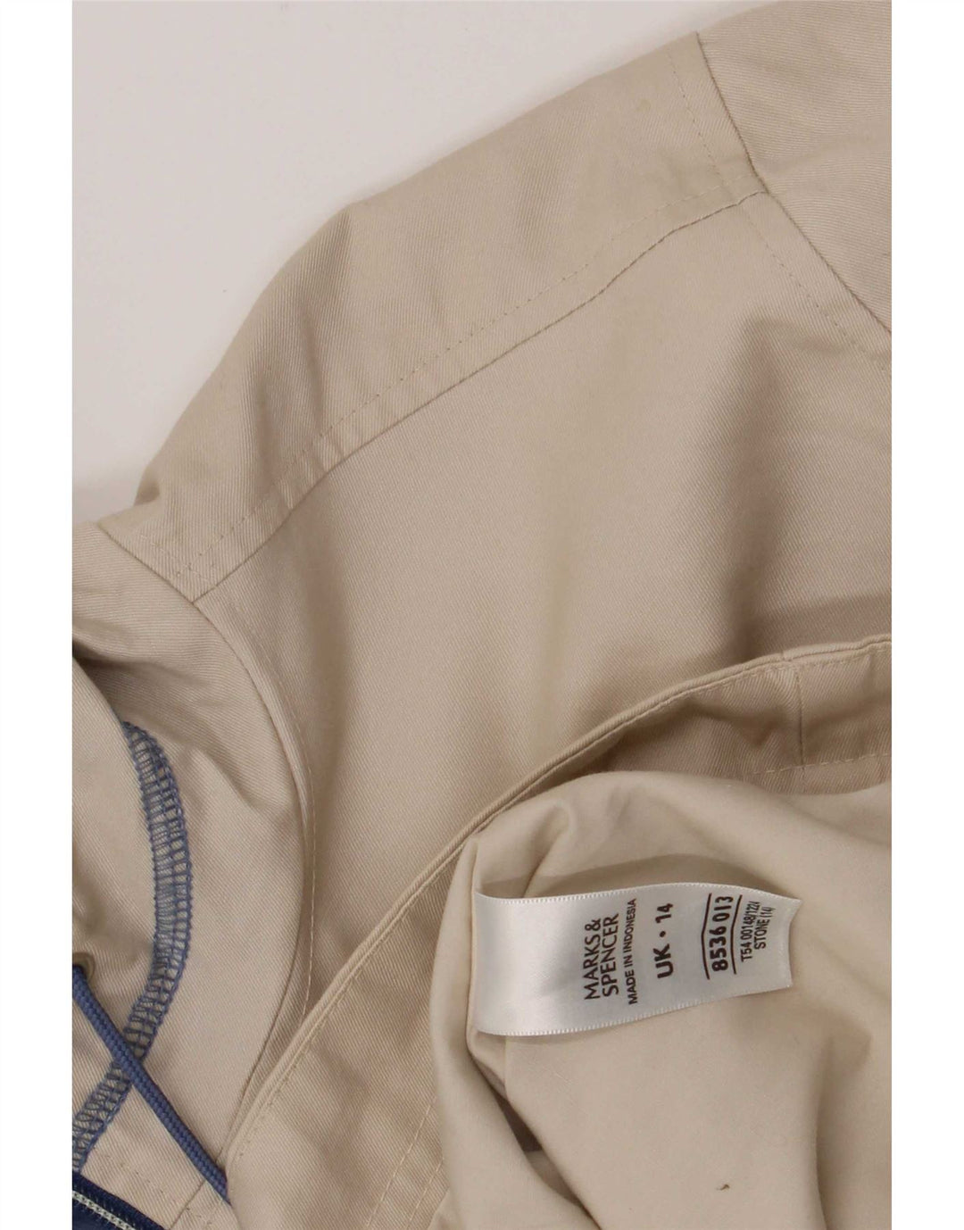 Marks & Spencer Womens Hooded Bomber Jacket UK 14 Large Beige Cotton