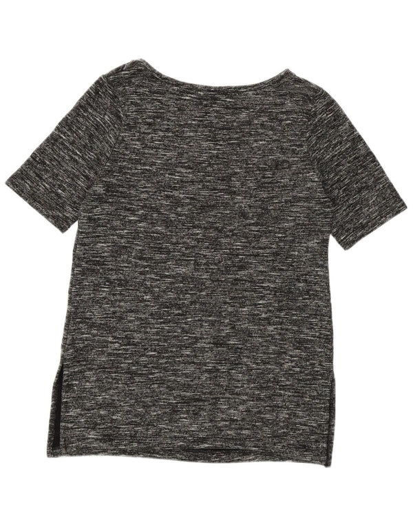 Benetton Womens Longline T-Shirt Top UK 14 Medium Black Flecked