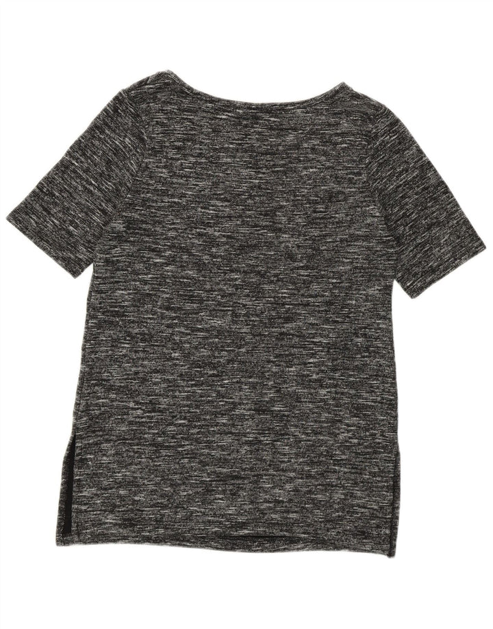 Benetton Womens Longline T-Shirt Top UK 14 Medium Black Flecked