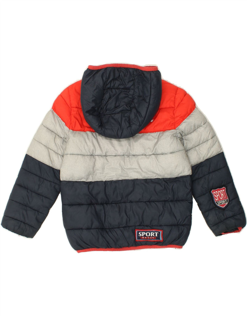 CHAMPION Boys Graphic Hooded Padded Jacket 5-6 Years XS Navy Blue Vintage Champion and Second-Hand Champion from Messina Hembry 