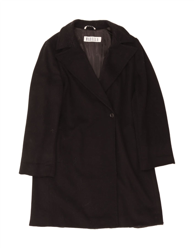 MARELLA Womens Overcoat UK 16 Large Black Wool Vintage Marella and Second-Hand Marella from Messina Hembry 