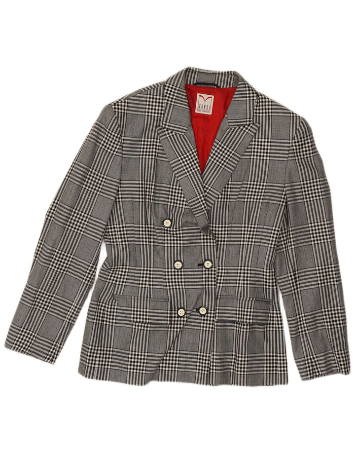 Mondi Womens Double Breasted Blazer Jacket EU 38 Medium Grey Houndstooth