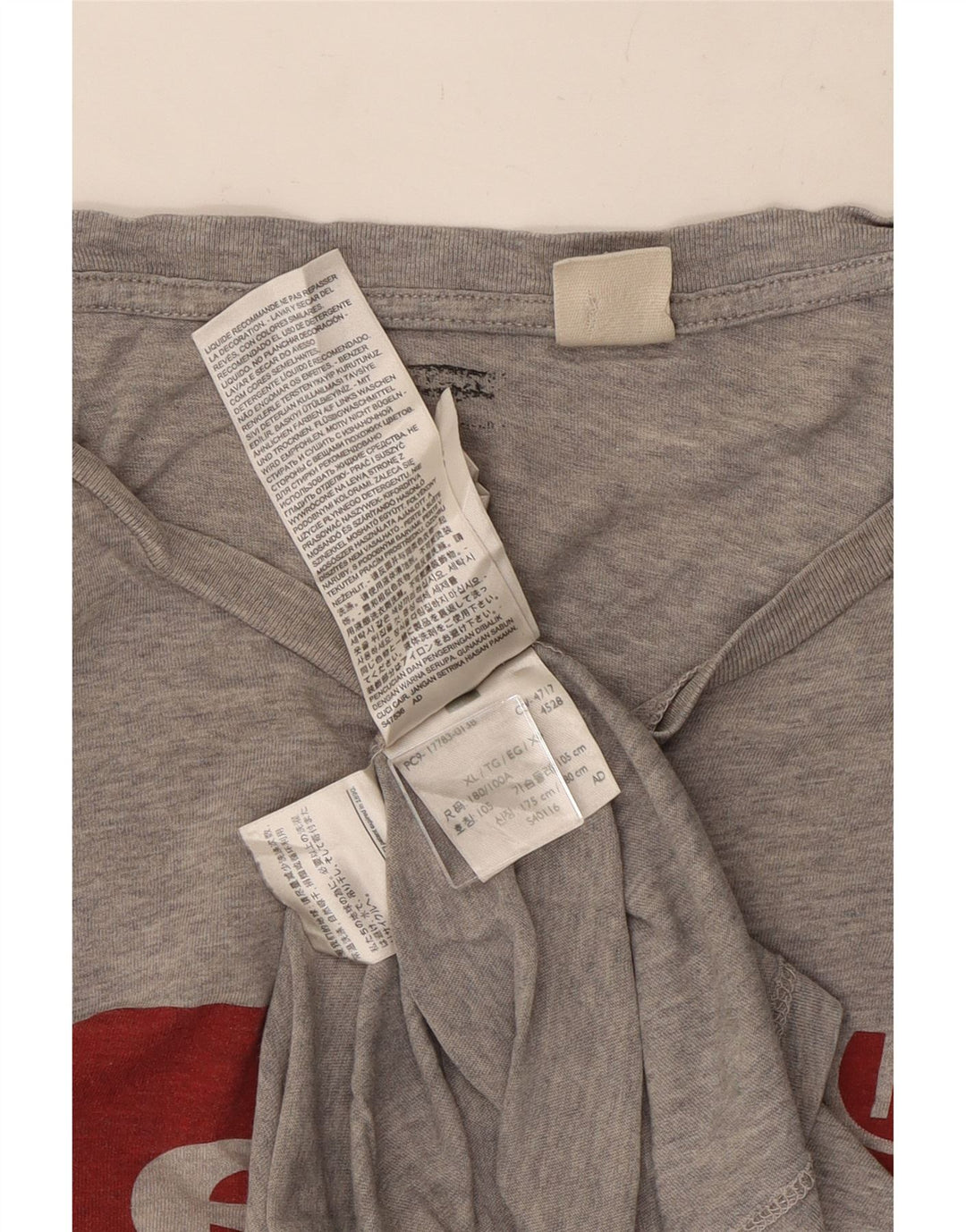 Levi's Mens Graphic T-Shirt Top XL Grey Flecked Cotton