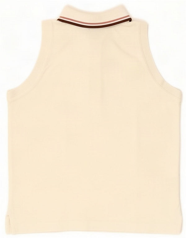 Fred Perry Womens Sleeveless Polo Shirt UK 12 Medium White Cotton