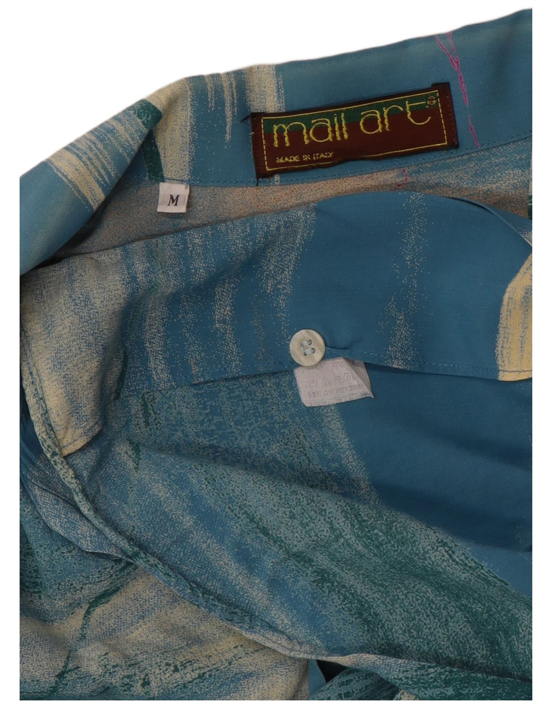 Vintage Mens Abstract Pattern Short Sleeve Shirt Medium Multicoloured