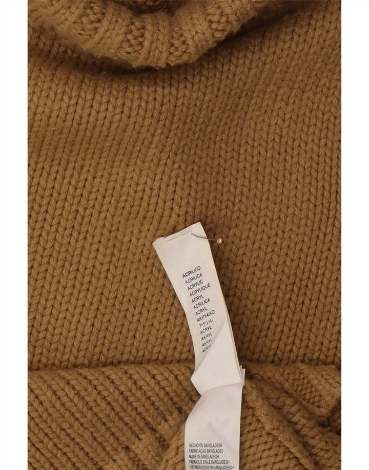 Zara Womens Roll Neck Jumper Sweater UK 14 Large Brown Acrylic