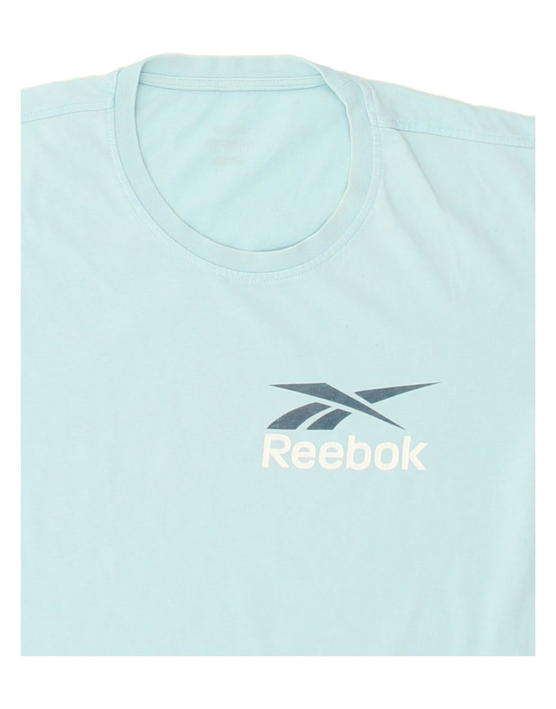 REEBOK Mens Graphic T-Shirt Top Large Turquoise Cotton Vintage Reebok and Second-Hand Reebok from Messina Hembry 