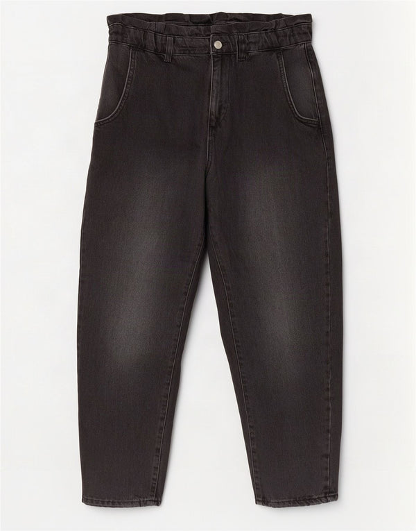 Zara Womens High Waist Crop Tapered Jeans EU 36 XS W26 L24 Black Cotton