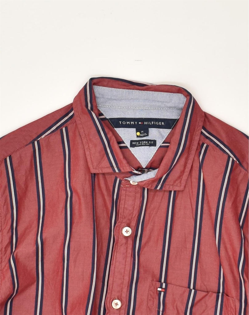 TOMMY HILFIGER Mens New York Fit Shirt Medium Burgundy Striped Cotton | Vintage Tommy Hilfiger | Thrift | Second-Hand Tommy Hilfiger | Used Clothing | Messina Hembry 