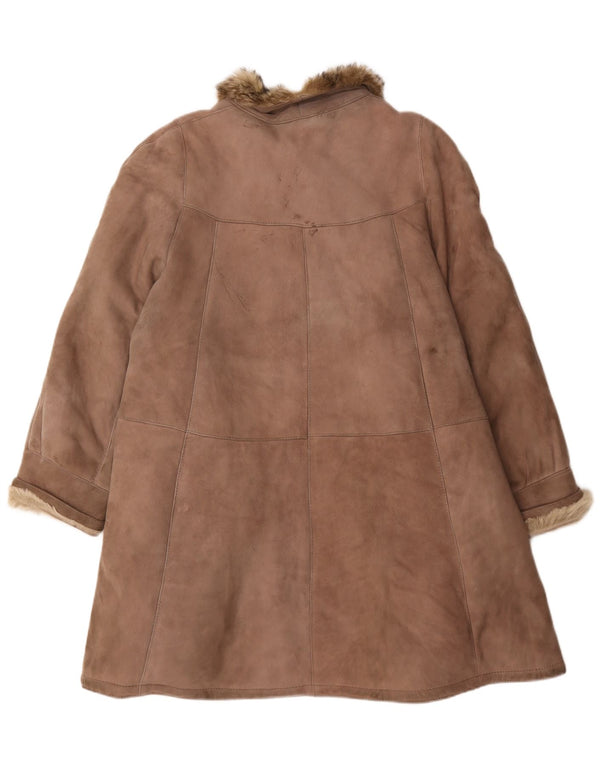 Vintage Womens Shearling Coat UK 18 XL Brown
