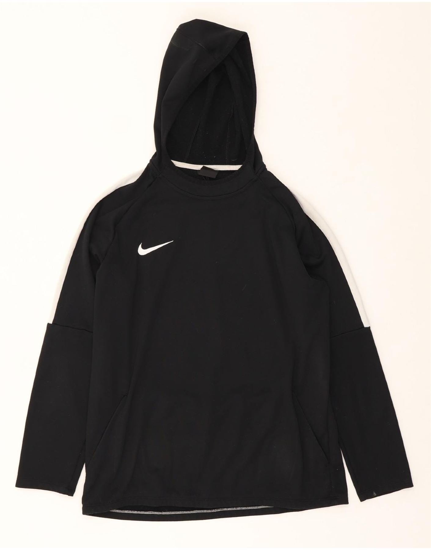 NIKE Mens Dri Fit Hoodie Jumper Large Black Colourblock Polyester - Main Image