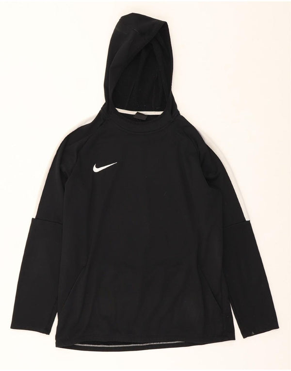 NIKE Mens Dri Fit Hoodie Jumper Large Black Colourblock Polyester