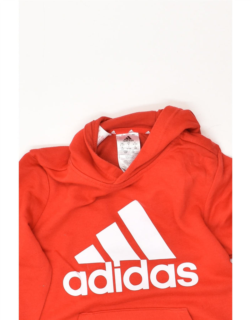 ADIDAS Boys Graphic Hoodie Jumper 9-10 Years Red Cotton | Vintage Adidas | Thrift | Second-Hand Adidas | Used Clothing | Messina Hembry 