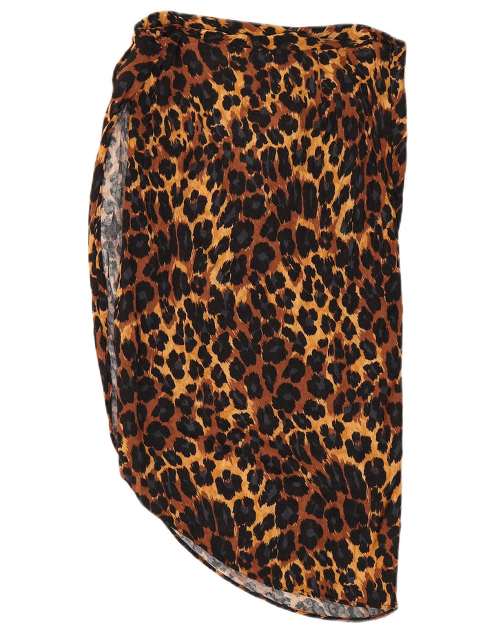 Zara Womens Asymmetrical Skirt Medium W28 Brown Animal Print Viscose