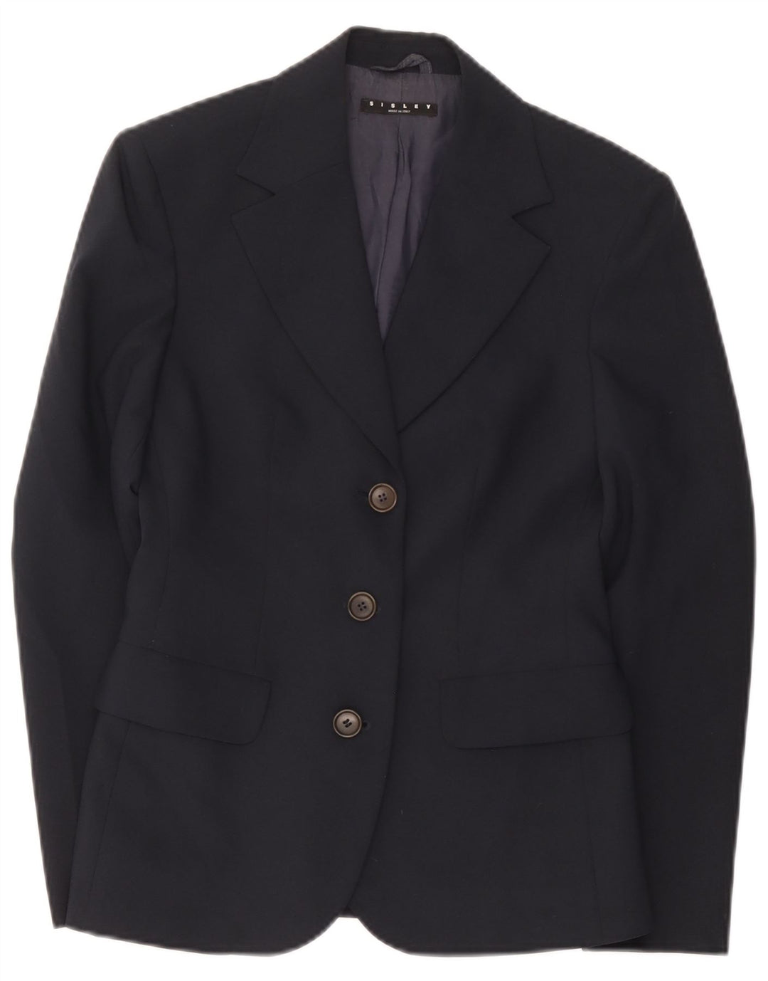 Sisley Womens 3 Button Blazer Jacket IT 40 Small Navy Blue Polyester