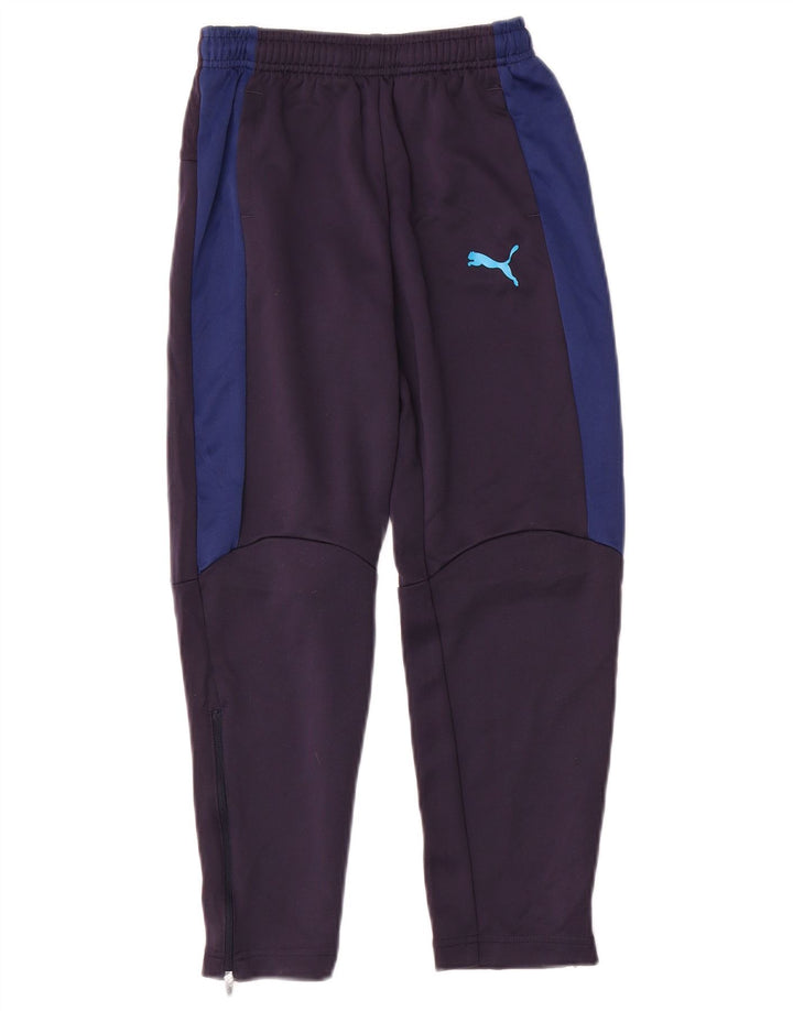 PUMA Boys Tracksuit Trousers 9-10 Years Navy Blue Colourblock Polyester