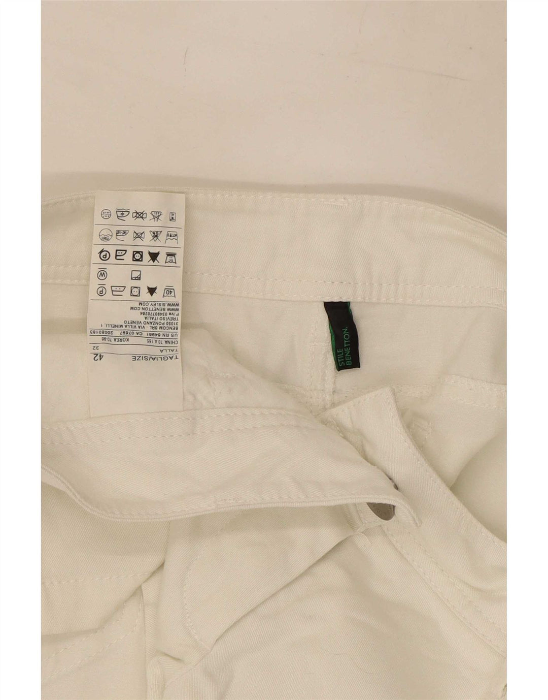 Benetton Womens Hot Pants IT 42 Medium W32 White Cotton