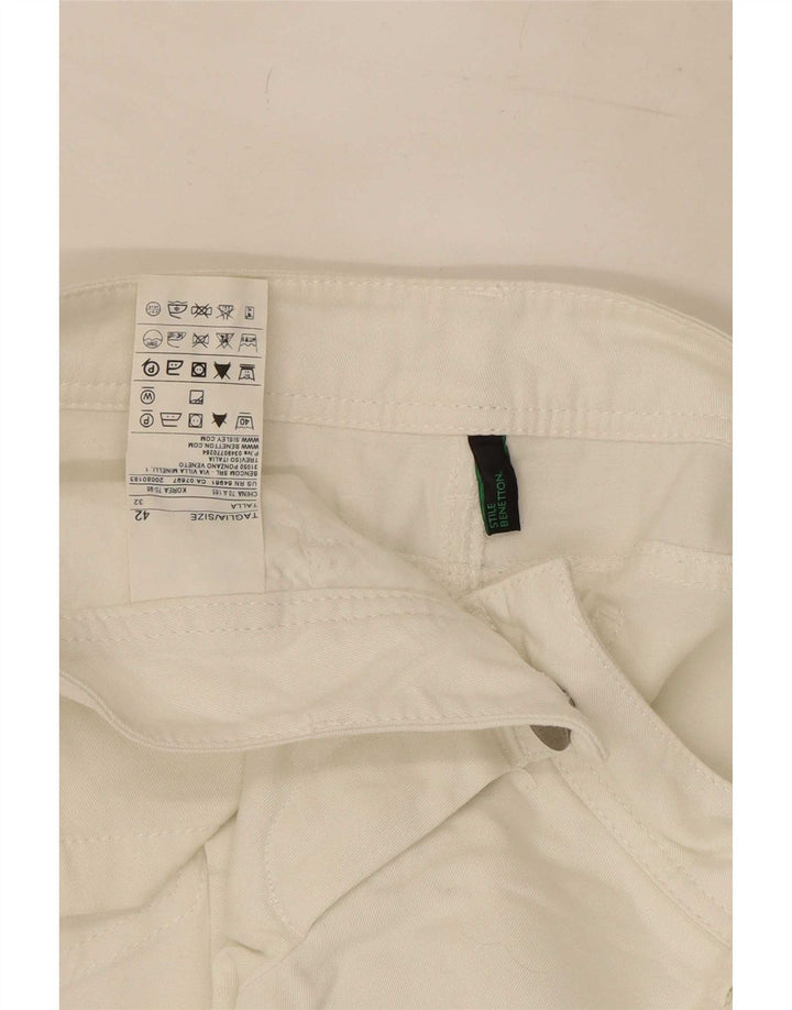 Benetton Womens Hot Pants IT 42 Medium W32 White Cotton