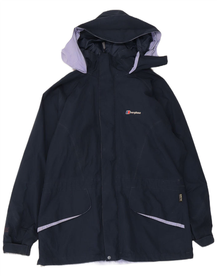 Berghaus Mens Hooded Rain Jacket UK 40 Large Navy Blue Polyester