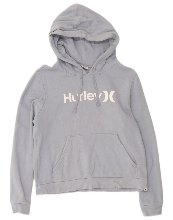 Hurley Womens Graphic Hoodie Jumper UK 10 Small Blue Cotton