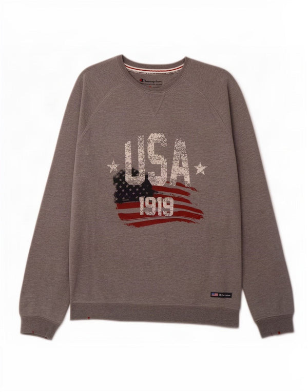 Champion Boys USA Graphic Sweatshirt Jumper 13-14 Years XL Grey Cotton