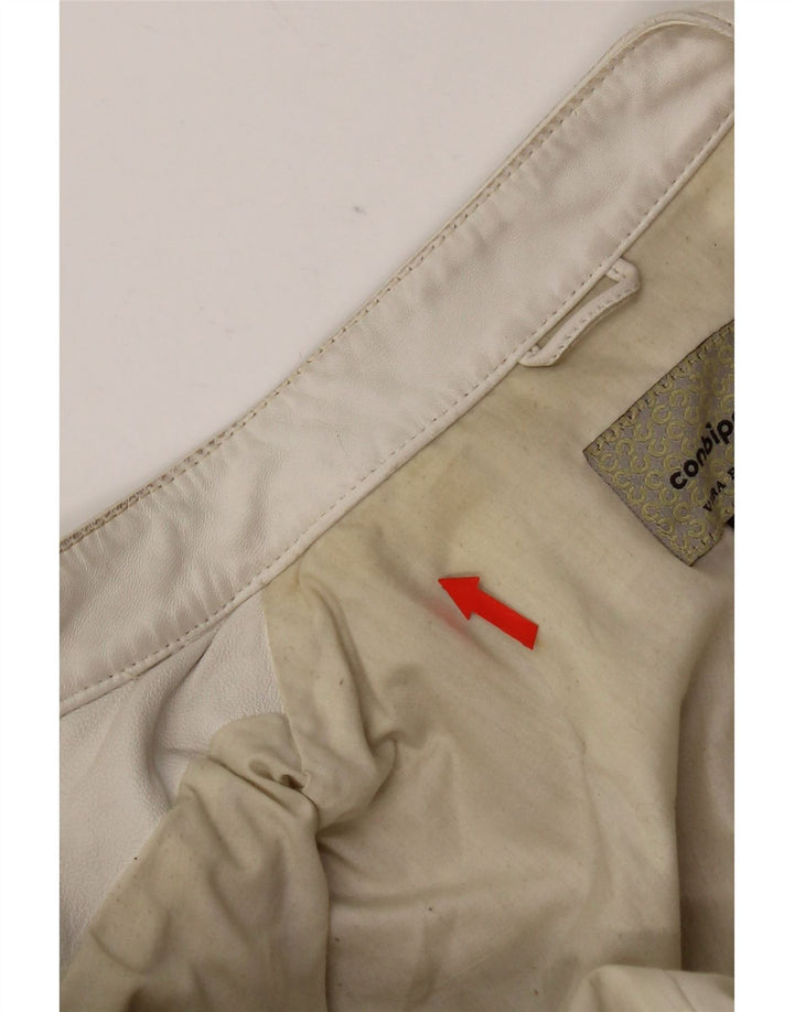 Conbipel Womens Leather Biker Jacket IT 42 Medium White Leather