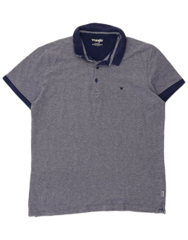 Wrangler Mens Polo Shirt Large Navy Blue Cotton