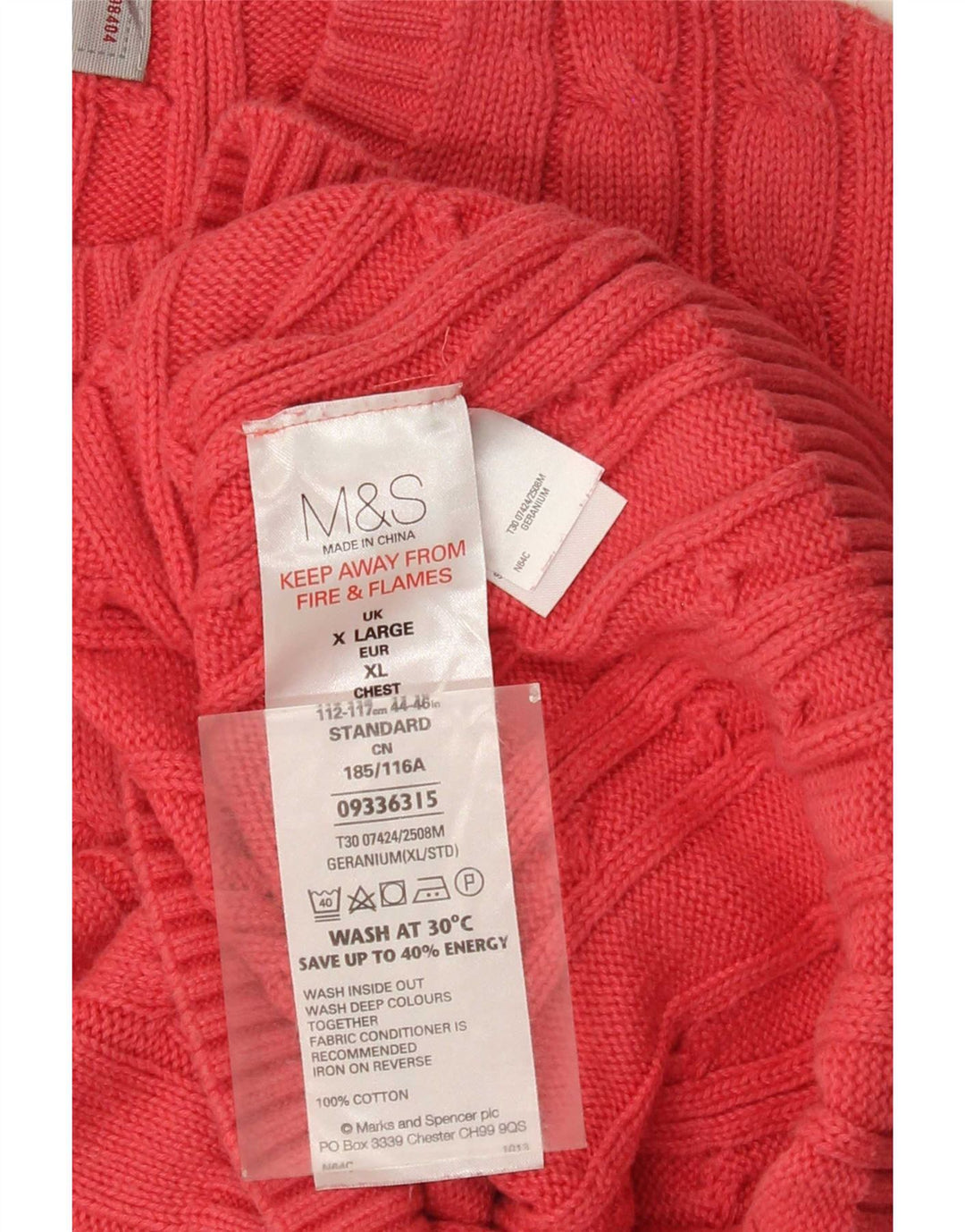 Marks & Spencer Mens Crew Neck Jumper Sweater XL Pink Cotton