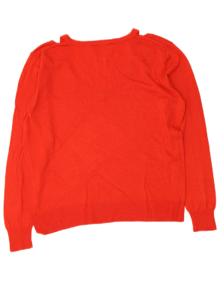 Zara Womens Crop V-Neck Jumper Sweater UK 14 Medium Red