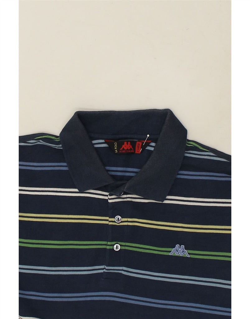 KAPPA Mens Slim Polo Shirt XL Navy Blue Striped Cotton | Vintage Kappa | Thrift | Second-Hand Kappa | Used Clothing | Messina Hembry 