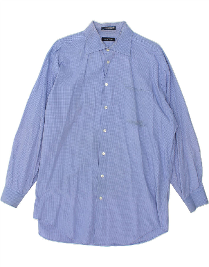 NAUTICA Mens Shirt Size 16 1/2 Large Blue Check Cotton Vintage Nautica and Second-Hand Nautica from Messina Hembry 