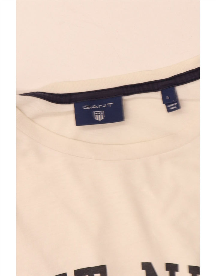 GANT Mens Graphic T-Shirt Top Large White Cotton