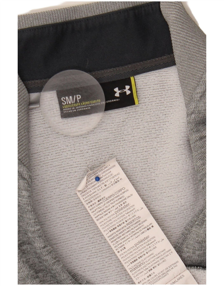 Under Armour Mens Zip Neck Sweatshirt Jumper Small Grey Polyester