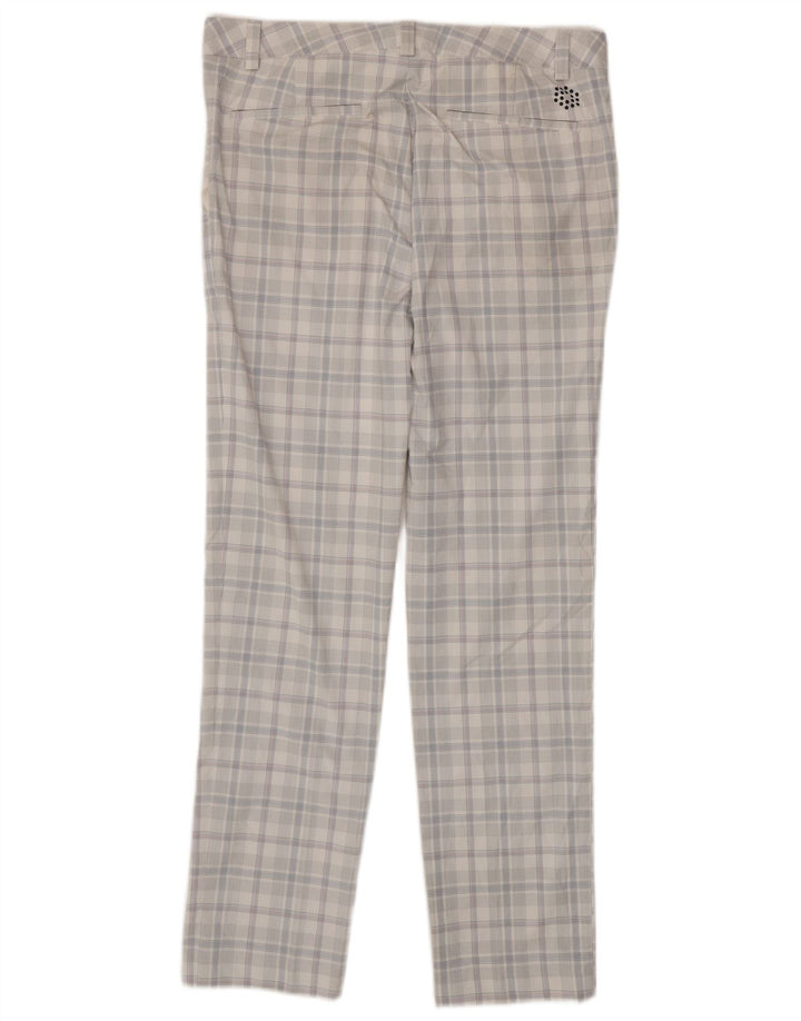 PUMA Mens Slim Chino Trousers W34 L34 White Check Polyester