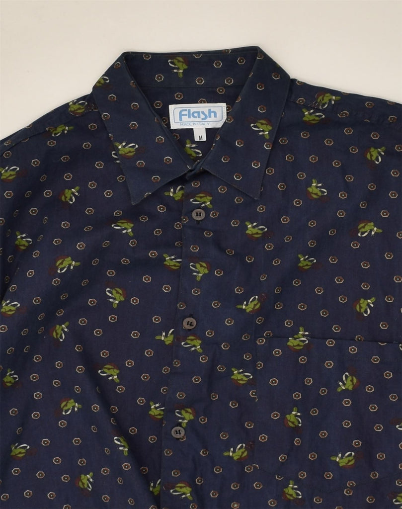 FLASH Mens Shirt Medium Navy Blue Spotted | Vintage Flash | Thrift | Second-Hand Flash | Used Clothing | Messina Hembry 