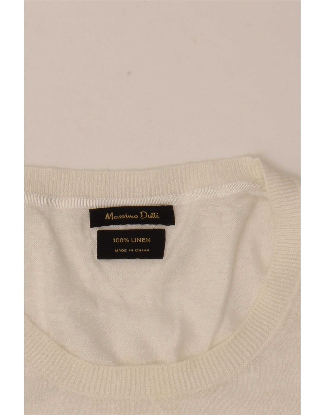 Massimo Dutti Womens Crew Neck Jumper Sweater UK 16 Large White Striped