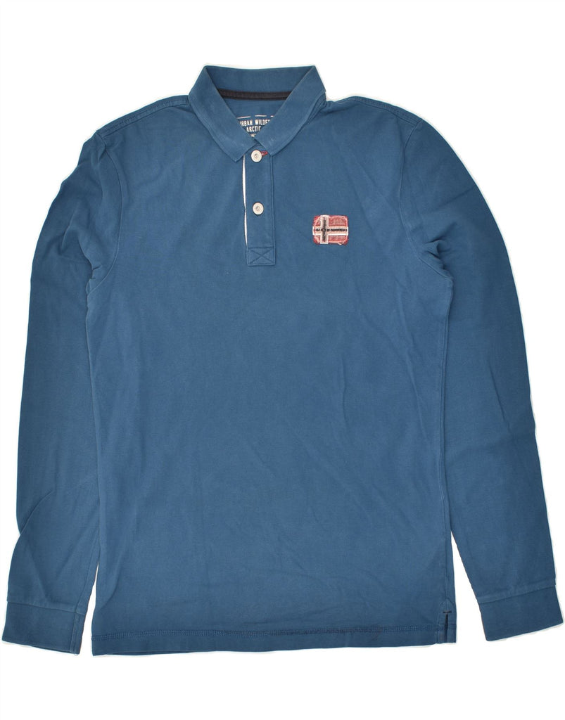 NAPAPIJRI Mens Long Sleeve Polo Shirt Small Blue Cotton | Vintage Napapijri | Thrift | Second-Hand Napapijri | Used Clothing | Messina Hembry 