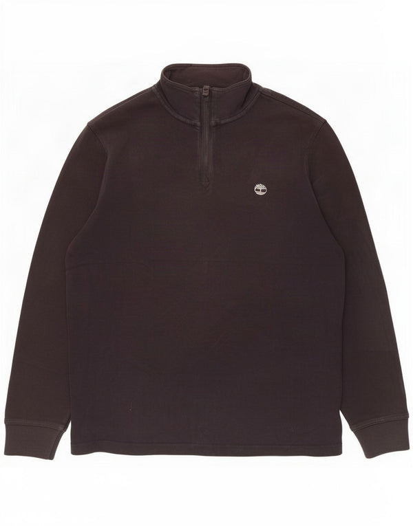 Timberland Mens Zip Neck Top Long Sleeve Small Navy Blue Cotton