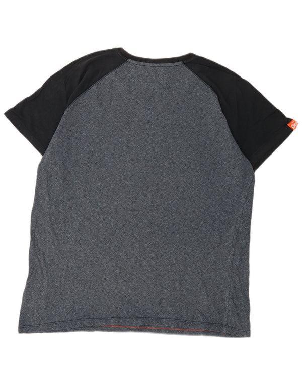 Superdry Mens T-Shirt Top 2XL Blue Colourblock Cotton