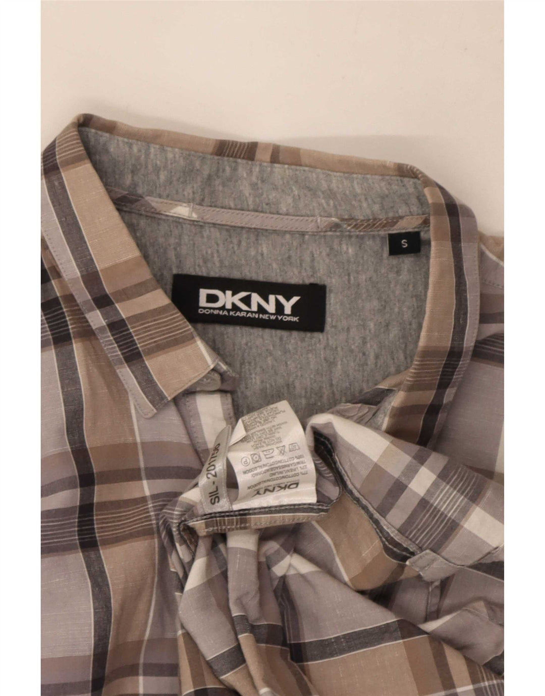 Dkny Mens Shirt Small Grey Check Cotton