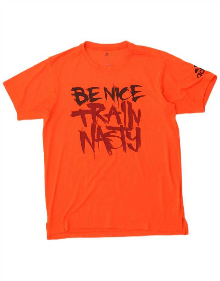 Adidas Mens Climalite Graphic T-Shirt Top Medium Orange Polyester