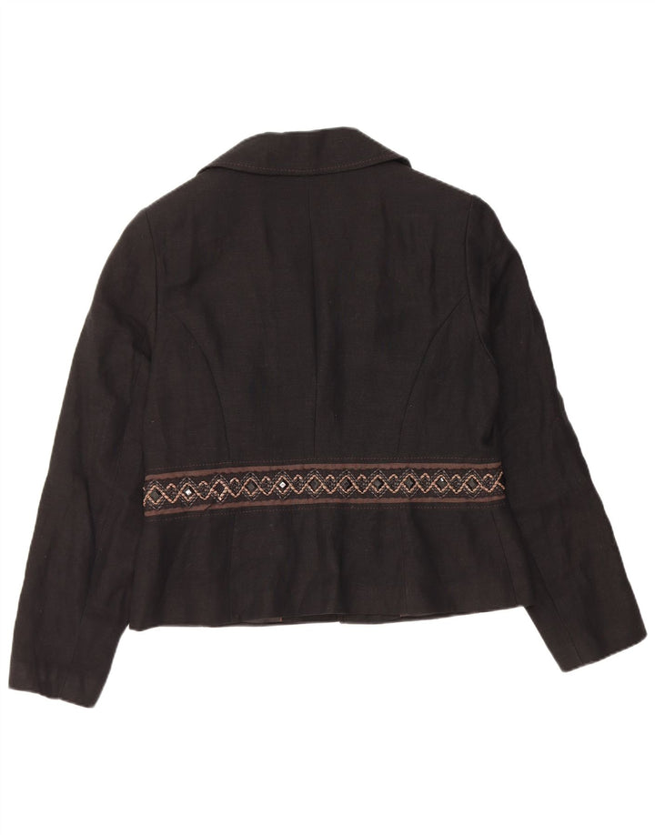 Marks & Spencer Womens Autograph Blazer Jacket UK 16 Large Black Linen