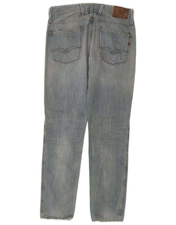 Replay Mens Anbass Slim Jeans W34 L34 Blue Cotton