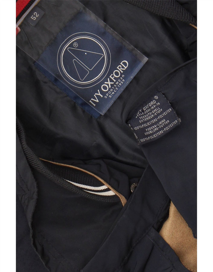 IVY OXFORD Mens Military Jacket IT 52 XL Navy Blue Polyester