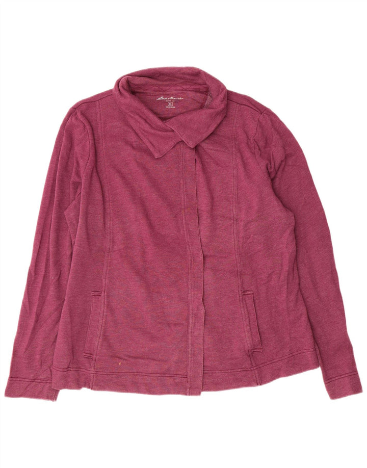 EDDIE BAUER Womens Oversized Tracksuit Top Jacket UK 18 XL Pink Cotton