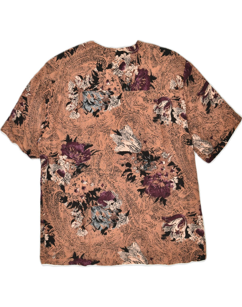 VINTAGE Mens Short Sleeve Shirt Medium Brown Floral Viscose | Vintage Vintage | Thrift | Second-Hand Vintage | Used Clothing | Messina Hembry 