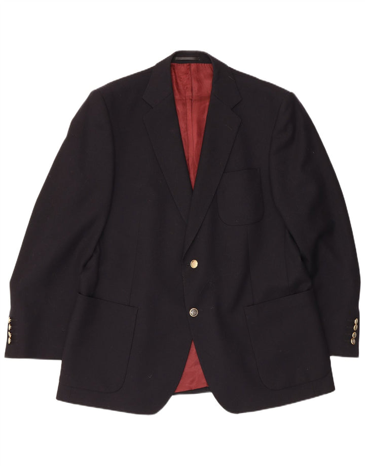 Magee Mens 2 Button Blazer Jacket UK 44 Large Navy Blue Wool