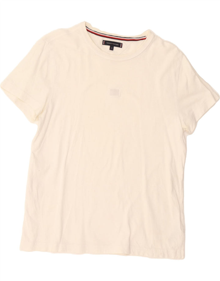TOMMY HILFIGER Womens T-Shirt Top UK 14 Medium White Cotton Vintage Tommy Hilfiger and Second-Hand Tommy Hilfiger from Messina Hembry 